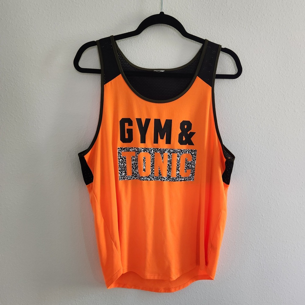 Vintage PINK Victoria's Secret Orange Gym Tonic Athletic Mesh Tank Top Women's